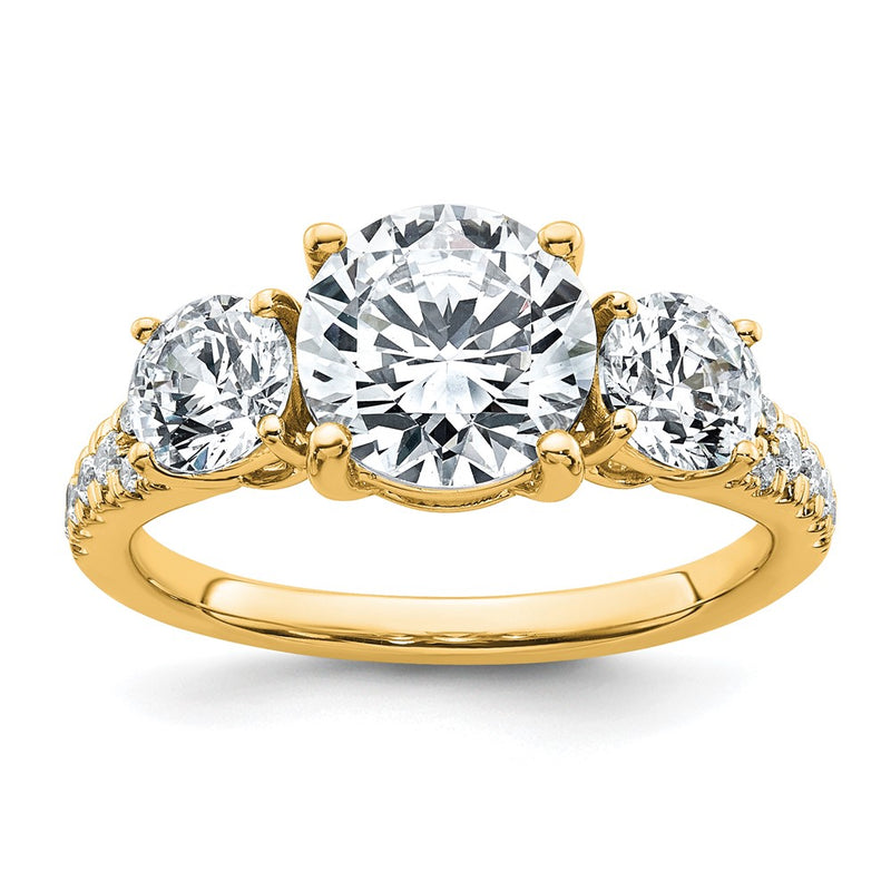 True Origin 14K Yellow Gold 2 carat Lab Grown Diamond VS+ F+ Complete Oval Three Stone Ring