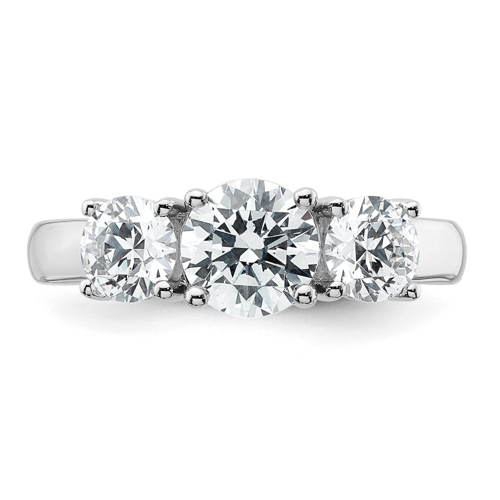 True Origin 14K White Gold 2 carat Lab Grown Diamond VS+ F+ Complete Round Three Stone Ring