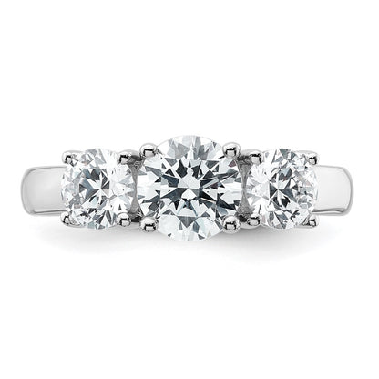 True Origin 14K White Gold 2 carat Lab Grown Diamond VS+ F+ Complete Round Three Stone Ring