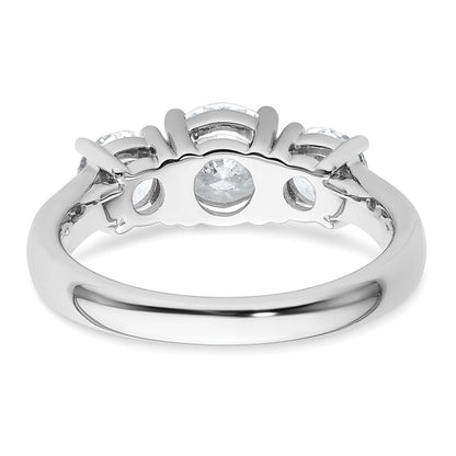 True Origin 14K White Gold 2 carat Lab Grown Diamond VS+ F+ Complete Round Three Stone Ring