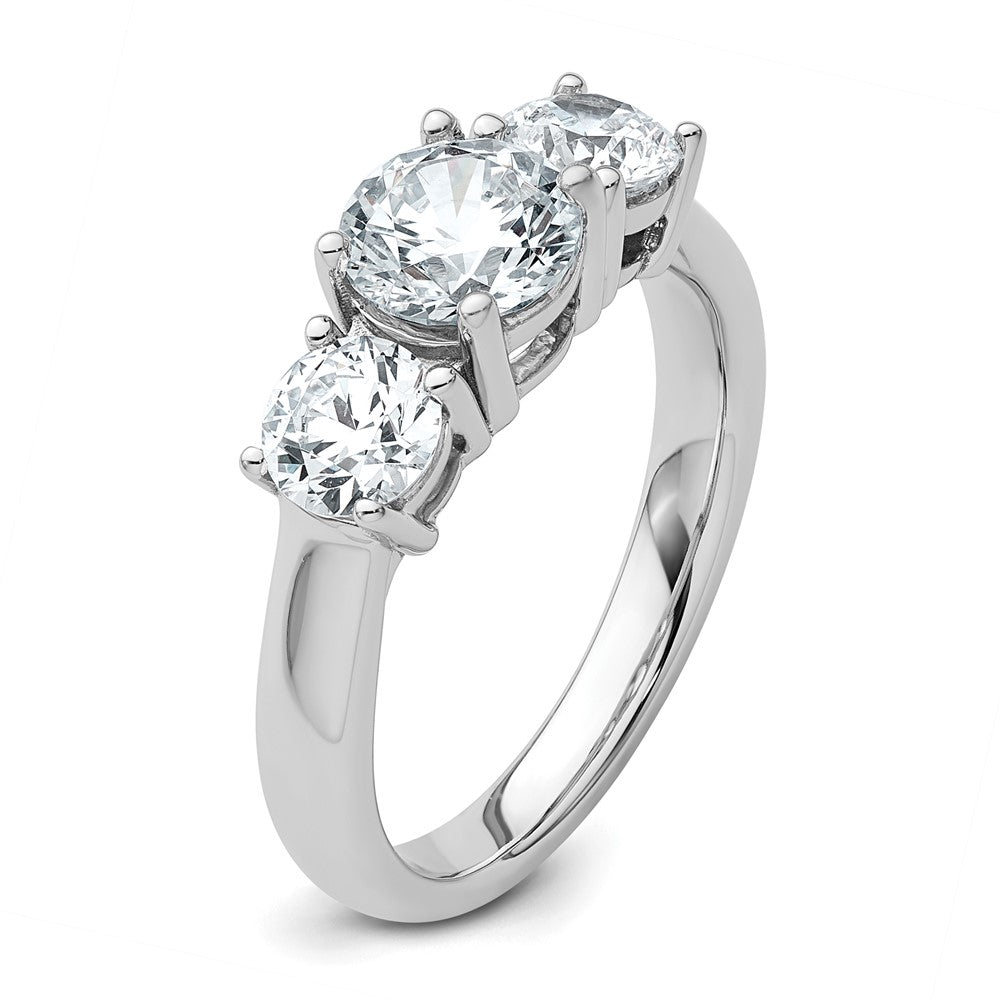 True Origin 14K White Gold 2 carat Lab Grown Diamond VS+ F+ Complete Round Three Stone Ring