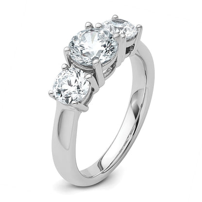True Origin 14K White Gold 2 carat Lab Grown Diamond VS+ F+ Complete Round Three Stone Ring