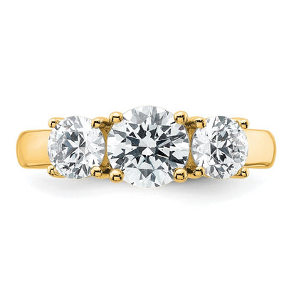 14K Yellow Gold True Origin 2 Carat Vs Def Lab Grown Diamond Complete Three Stone Round Ring