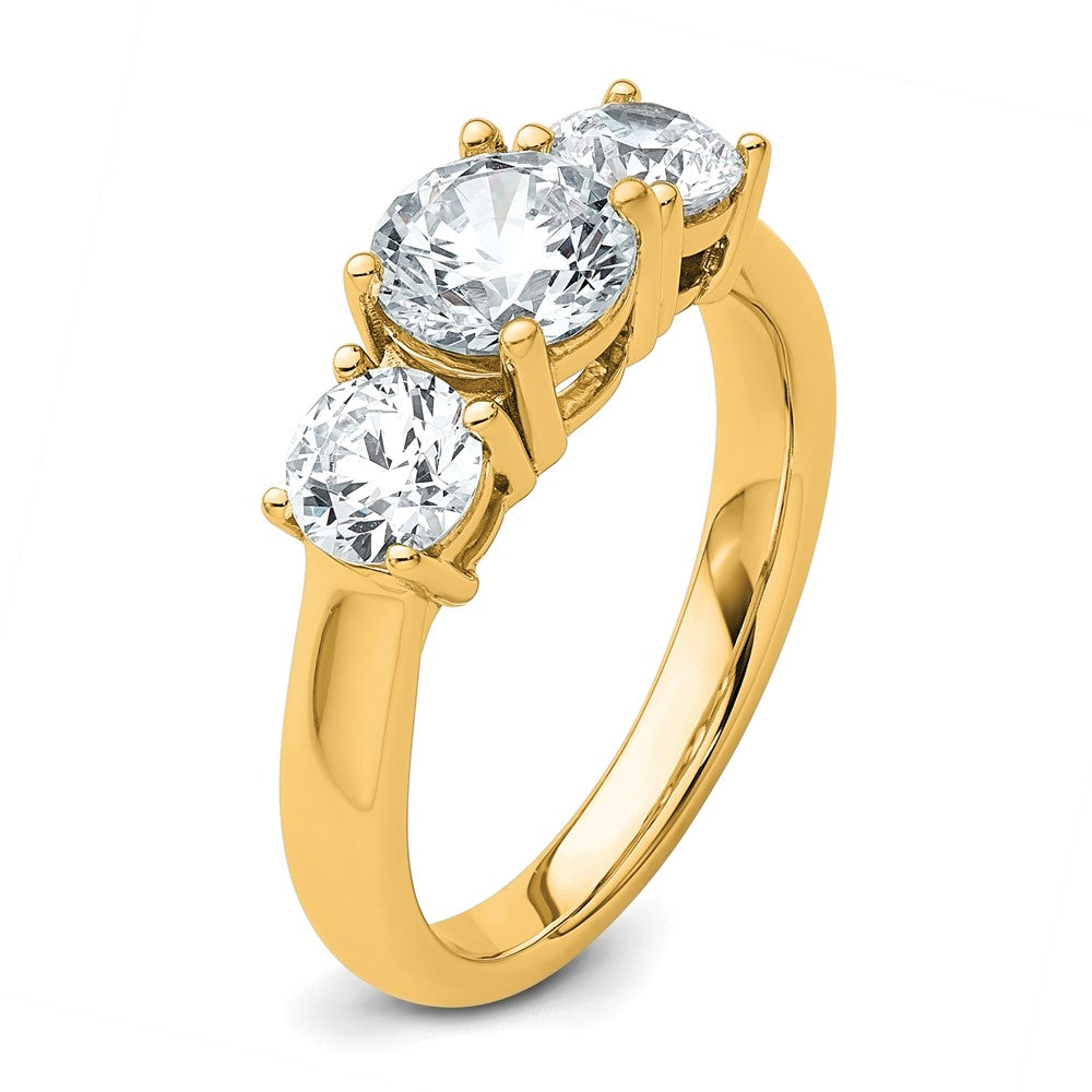 14K Yellow Gold True Origin 2 Carat Vs Def Lab Grown Diamond Complete Three Stone Round Ring