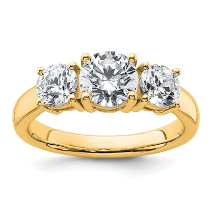 14K Yellow Gold True Origin 2 Carat Vs Def Lab Grown Diamond Complete Three Stone Round Ring