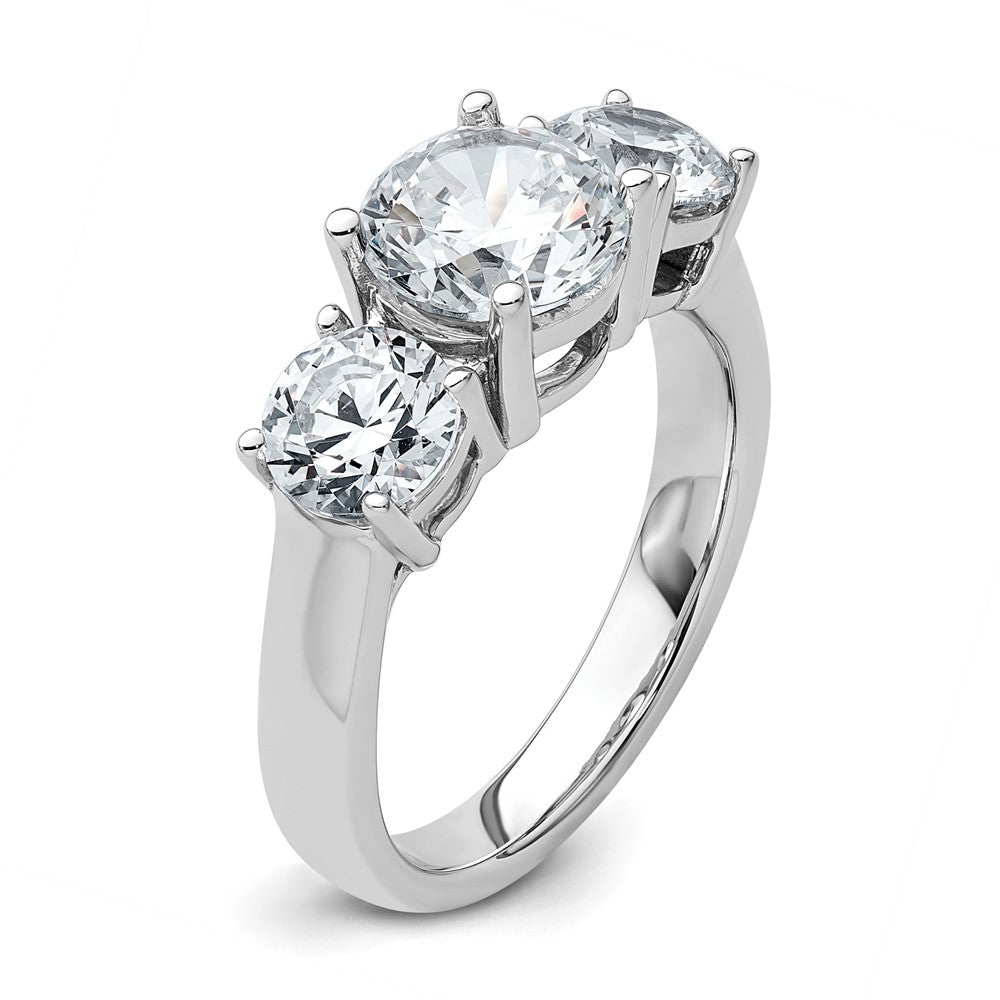 True Origin 14K White Gold 3 carat Lab Grown Diamond VS+ F+ Complete Round Three Stone Ring