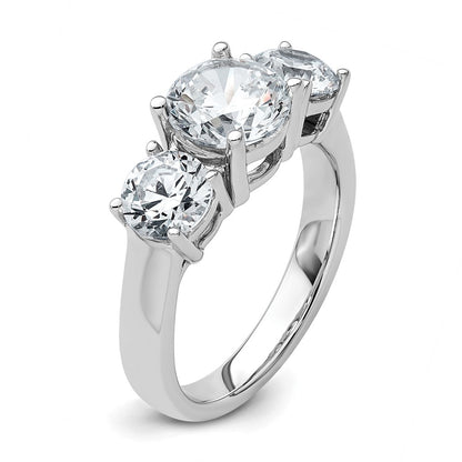True Origin 14K White Gold 3 carat Lab Grown Diamond VS+ F+ Complete Round Three Stone Ring