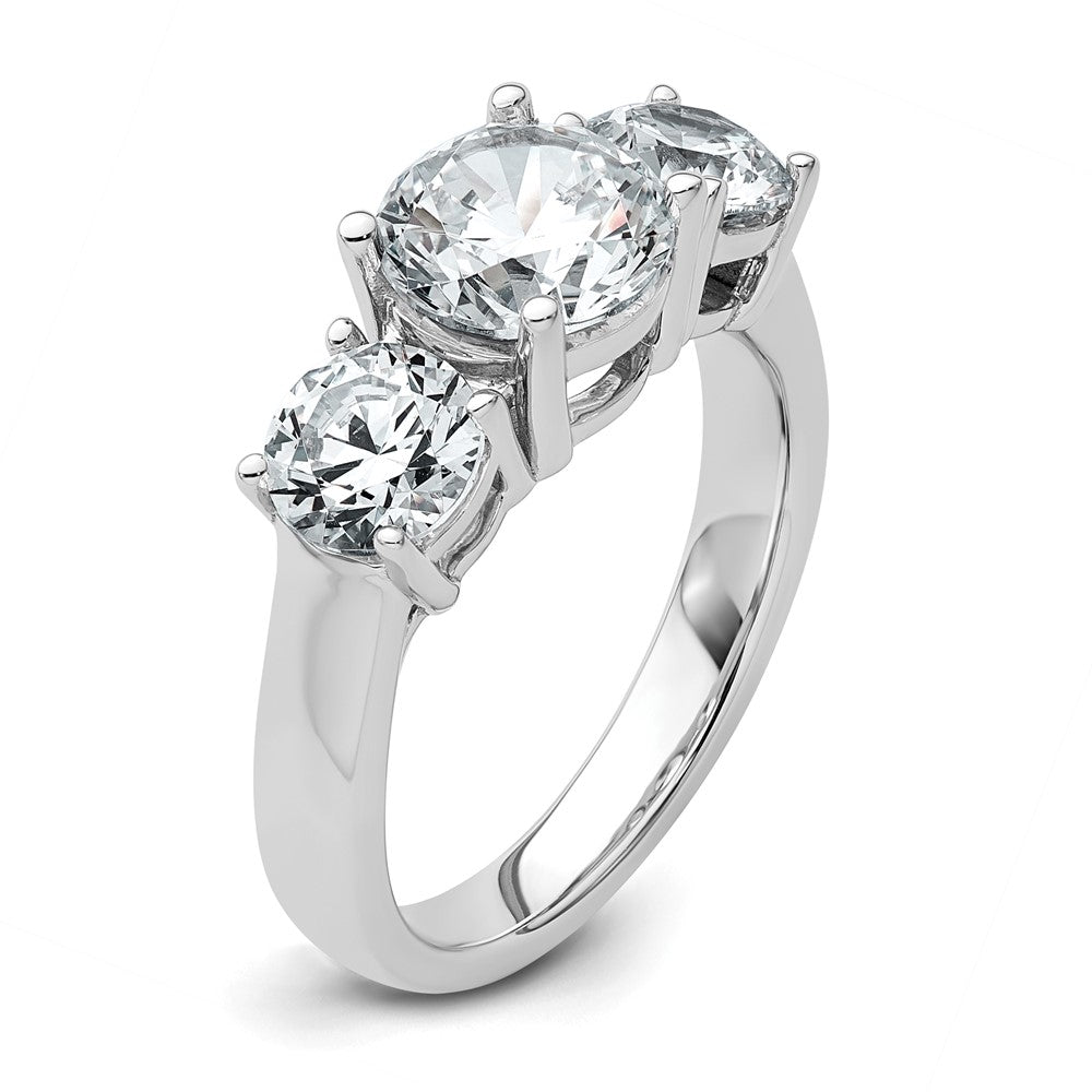 True Origin 14K White Gold 3 carat Lab Grown Diamond VS+ F+ Complete Round Three Stone Ring