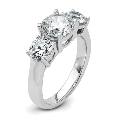 True Origin 14K White Gold 3 carat Lab Grown Diamond VS+ F+ Complete Round Three Stone Ring