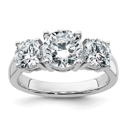 True Origin 14K White Gold 3 carat Lab Grown Diamond VS+ F+ Complete Round Three Stone Ring