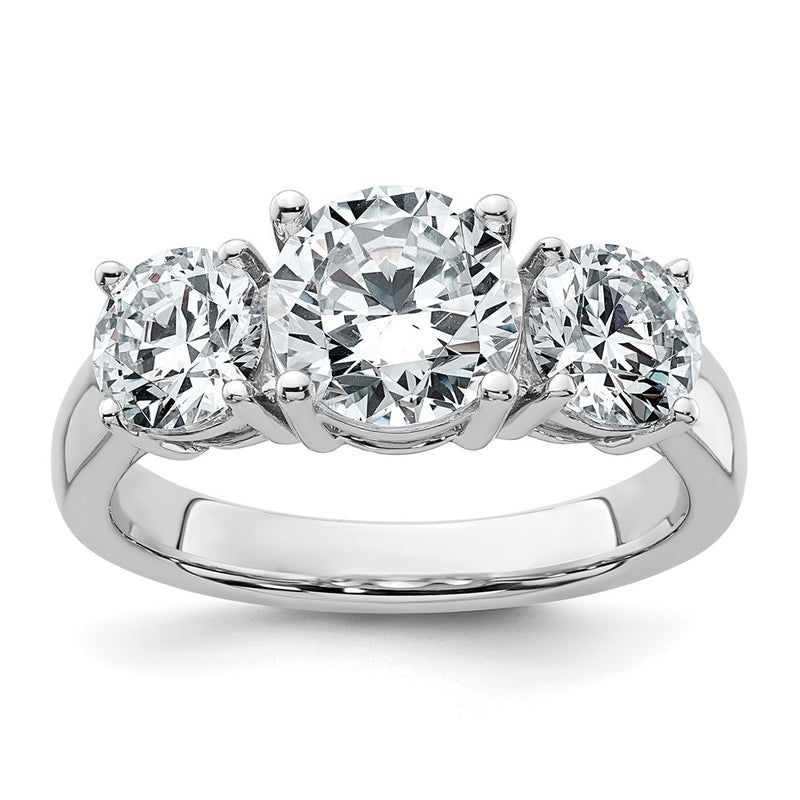 True Origin 14K White Gold 3 carat Lab Grown Diamond VS+ F+ Complete Round Three Stone Ring