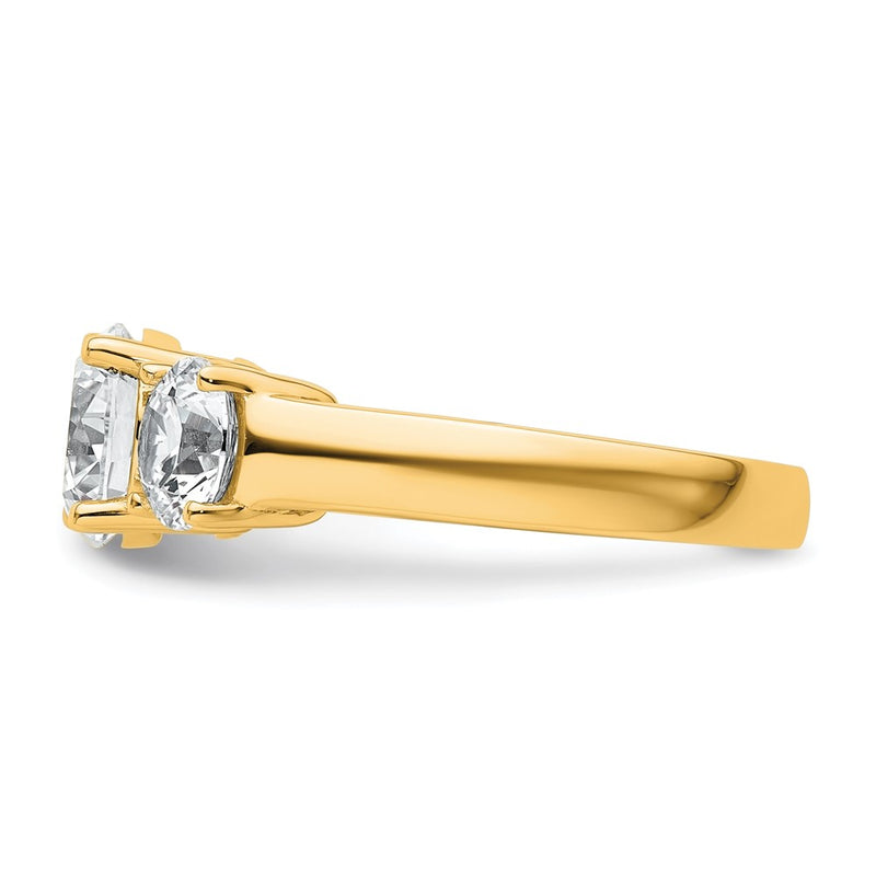 True Origin 14K Yellow Gold 3 carat Lab Grown Diamond VS+ F+ Complete Round Three Stone Ring