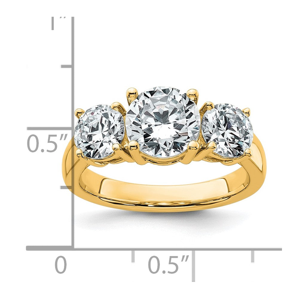 True Origin 14K Yellow Gold 3 carat Lab Grown Diamond VS+ F+ Complete Round Three Stone Ring