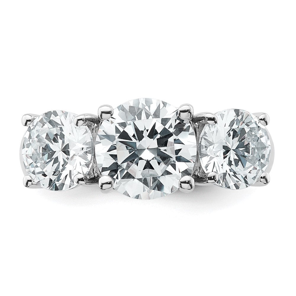 True Origin 14K White Gold 4 carat Lab Grown Diamond VS+ F+ Complete Round Three Stone Ring