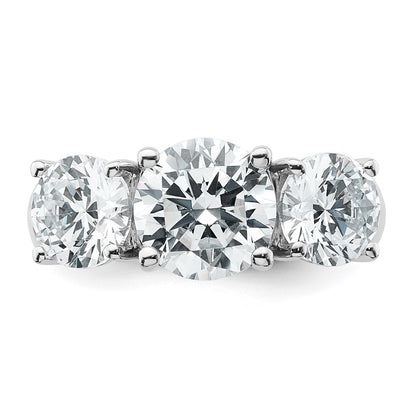 True Origin 14K White Gold 4 carat Lab Grown Diamond VS+ F+ Complete Round Three Stone Ring