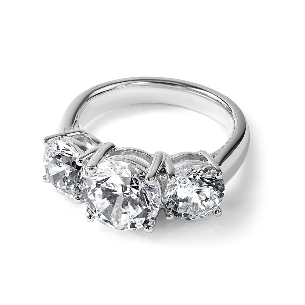 True Origin 14K White Gold 2 carat Lab Grown Diamond VS+ F+ Complete Round Three Stone Ring