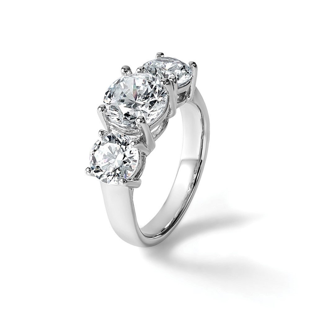 True Origin 14K White Gold 2 carat Lab Grown Diamond VS+ F+ Complete Round Three Stone Ring