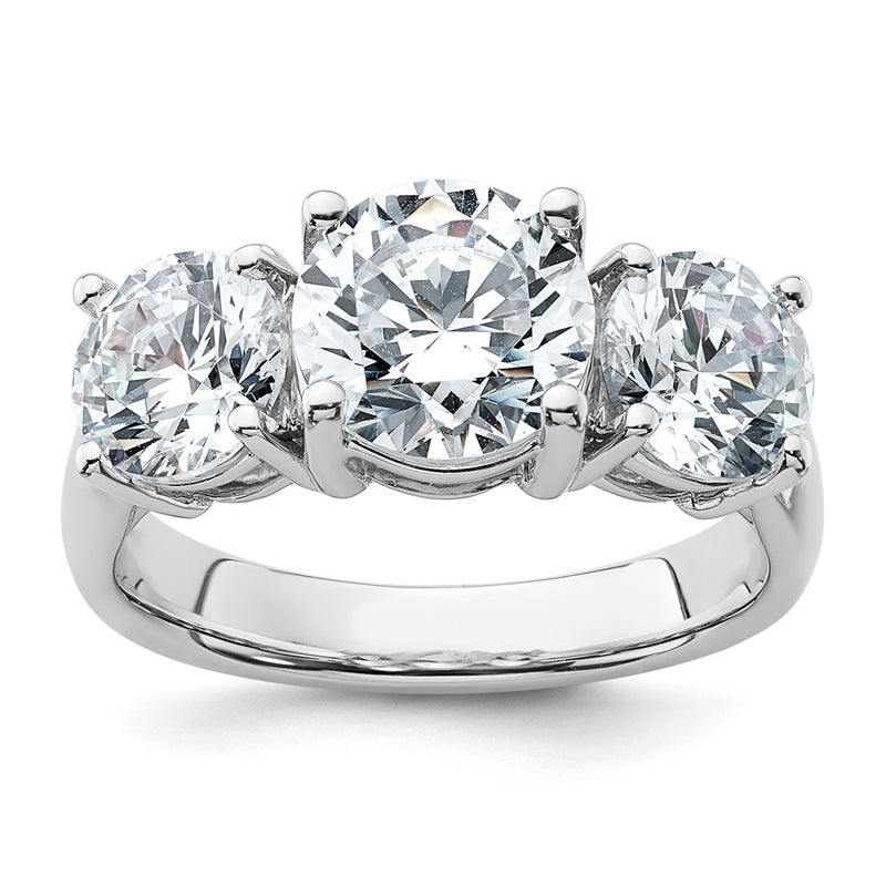 True Origin 14K White Gold 4 carat Lab Grown Diamond VS+ F+ Complete Round Three Stone Ring