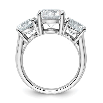 True Origin 14K White Gold 5 carat Lab Grown Diamond VS+ F+ Complete Round Three Stone Ring
