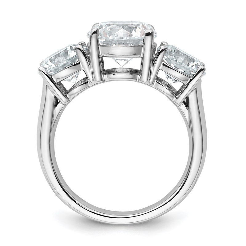 True Origin 14K White Gold 5 carat Lab Grown Diamond VS+ F+ Complete Round Three Stone Ring