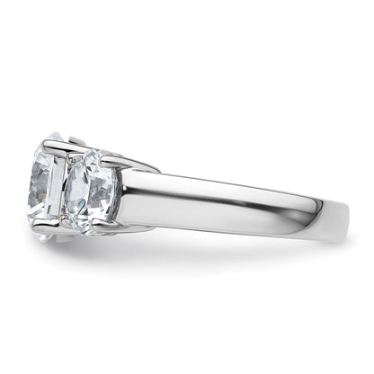 True Origin 14K White Gold 5 carat Lab Grown Diamond VS+ F+ Complete Round Three Stone Ring