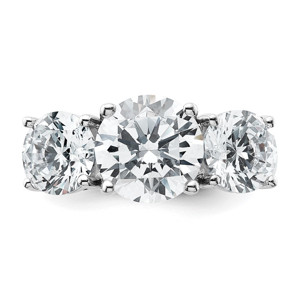True Origin 14K White Gold 5 carat Lab Grown Diamond VS+ F+ Complete Round Three Stone Ring