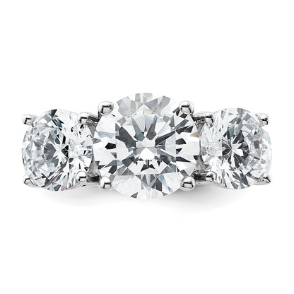 True Origin 14K White Gold 5 carat Lab Grown Diamond VS+ F+ Complete Round Three Stone Ring