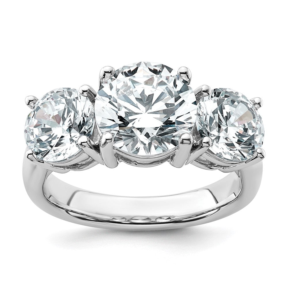 True Origin 14K White Gold 5 carat Lab Grown Diamond VS+ F+ Complete Round Three Stone Ring