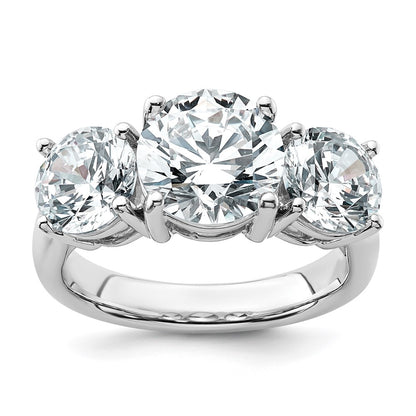 True Origin 14K White Gold 5 carat Lab Grown Diamond VS+ F+ Complete Round Three Stone Ring