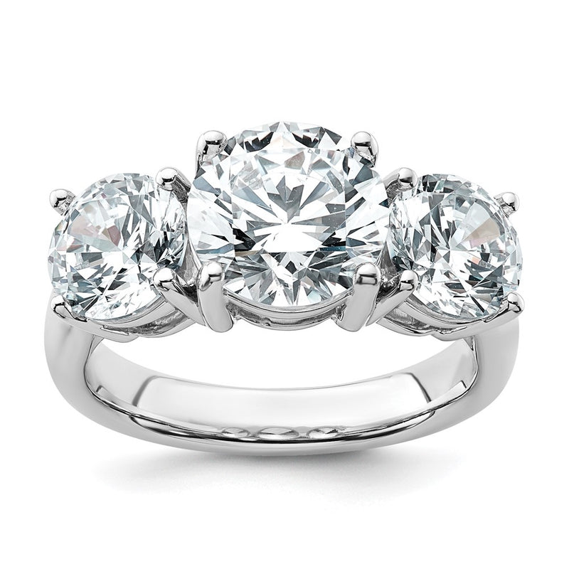 True Origin 14K White Gold 5 carat Lab Grown Diamond VS+ F+ Complete Round Three Stone Ring