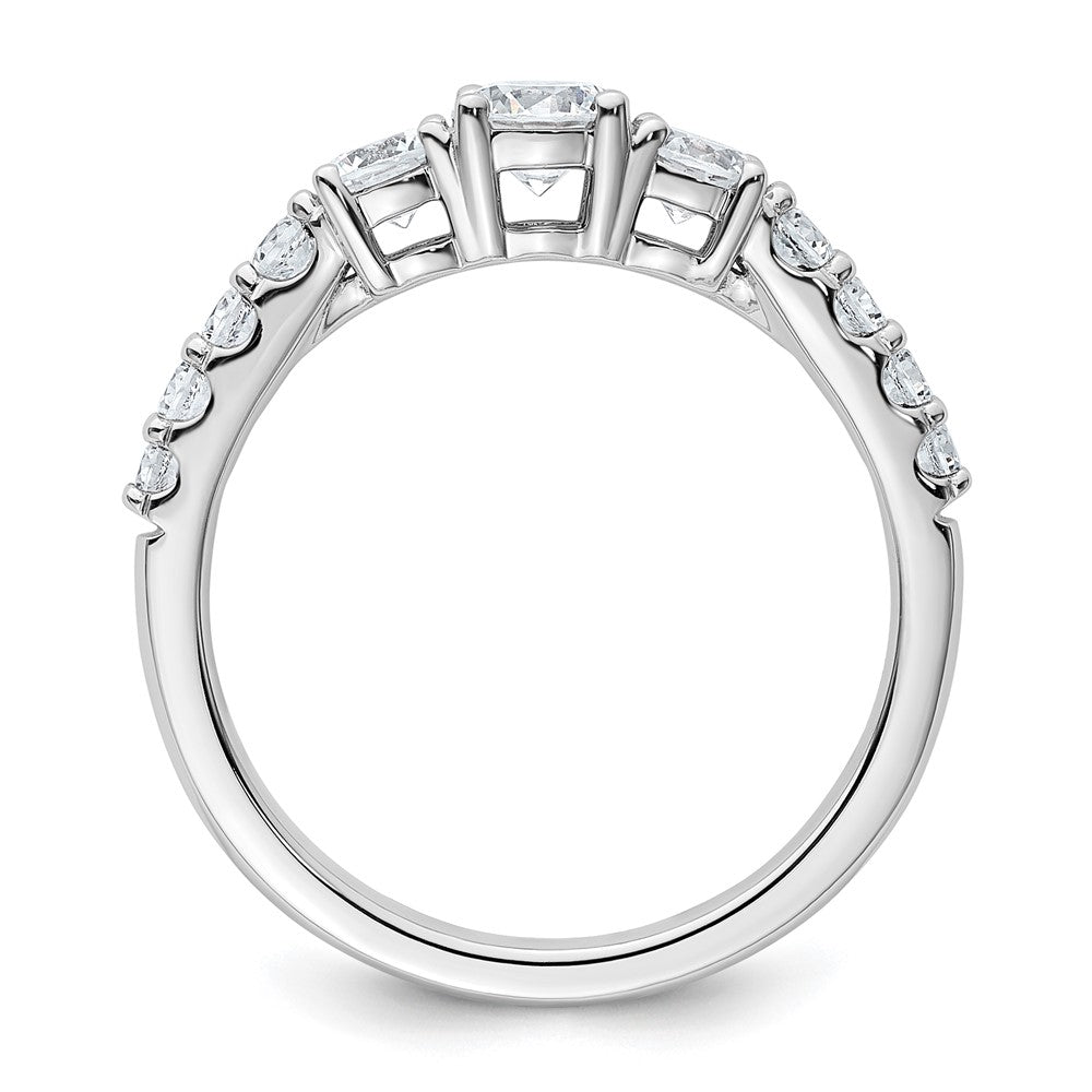 True Origin 14K White Gold 1 carat Lab Grown Diamond VS+ F+ Complete Round Three Stone Ring