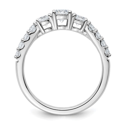 True Origin 14K White Gold 1 carat Lab Grown Diamond VS+ F+ Complete Round Three Stone Ring