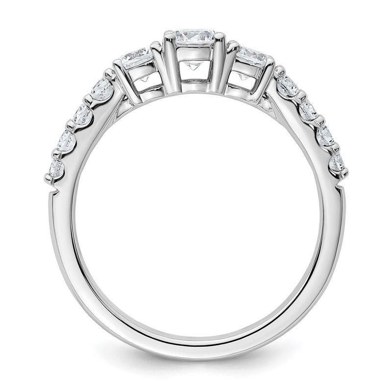 True Origin 14K White Gold 1 carat Lab Grown Diamond VS+ F+ Complete Round Three Stone Ring