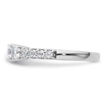 True Origin 14K White Gold 1 carat Lab Grown Diamond VS+ F+ Complete Round Three Stone Ring