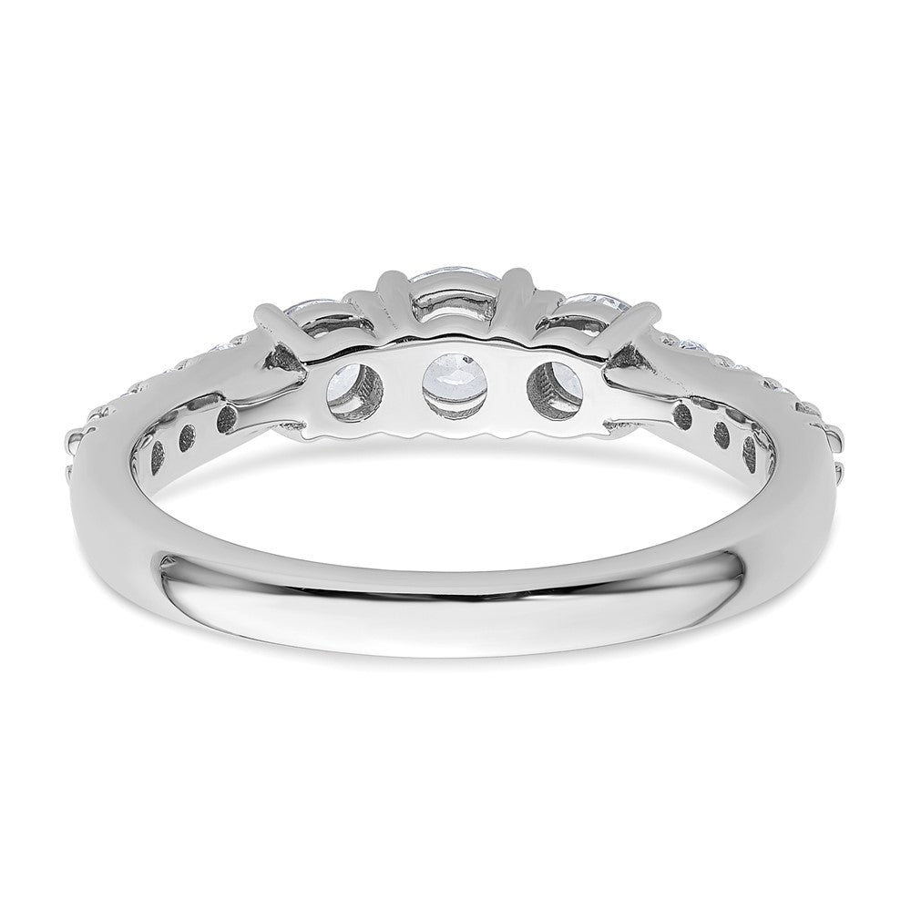 True Origin 14K White Gold 1 carat Lab Grown Diamond VS+ F+ Complete Round Three Stone Ring