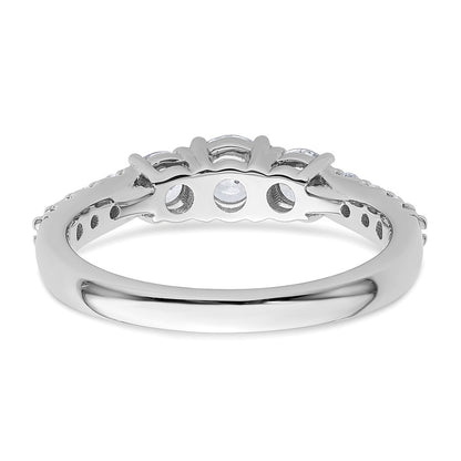 True Origin 14K White Gold 1 carat Lab Grown Diamond VS+ F+ Complete Round Three Stone Ring