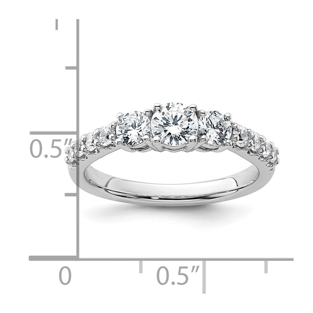 True Origin 14K White Gold 1 carat Lab Grown Diamond VS+ F+ Complete Round Three Stone Ring