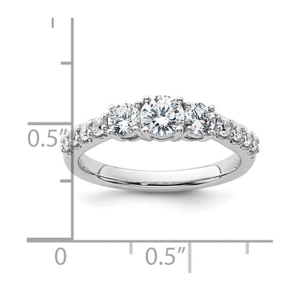 True Origin 14K White Gold 1 carat Lab Grown Diamond VS+ F+ Complete Round Three Stone Ring