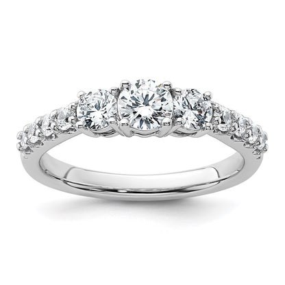 True Origin 14K White Gold 1 carat Lab Grown Diamond VS+ F+ Complete Round Three Stone Ring