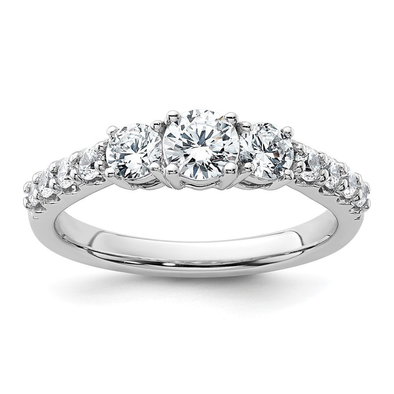 True Origin 14K White Gold 1 carat Lab Grown Diamond VS+ F+ Complete Round Three Stone Ring