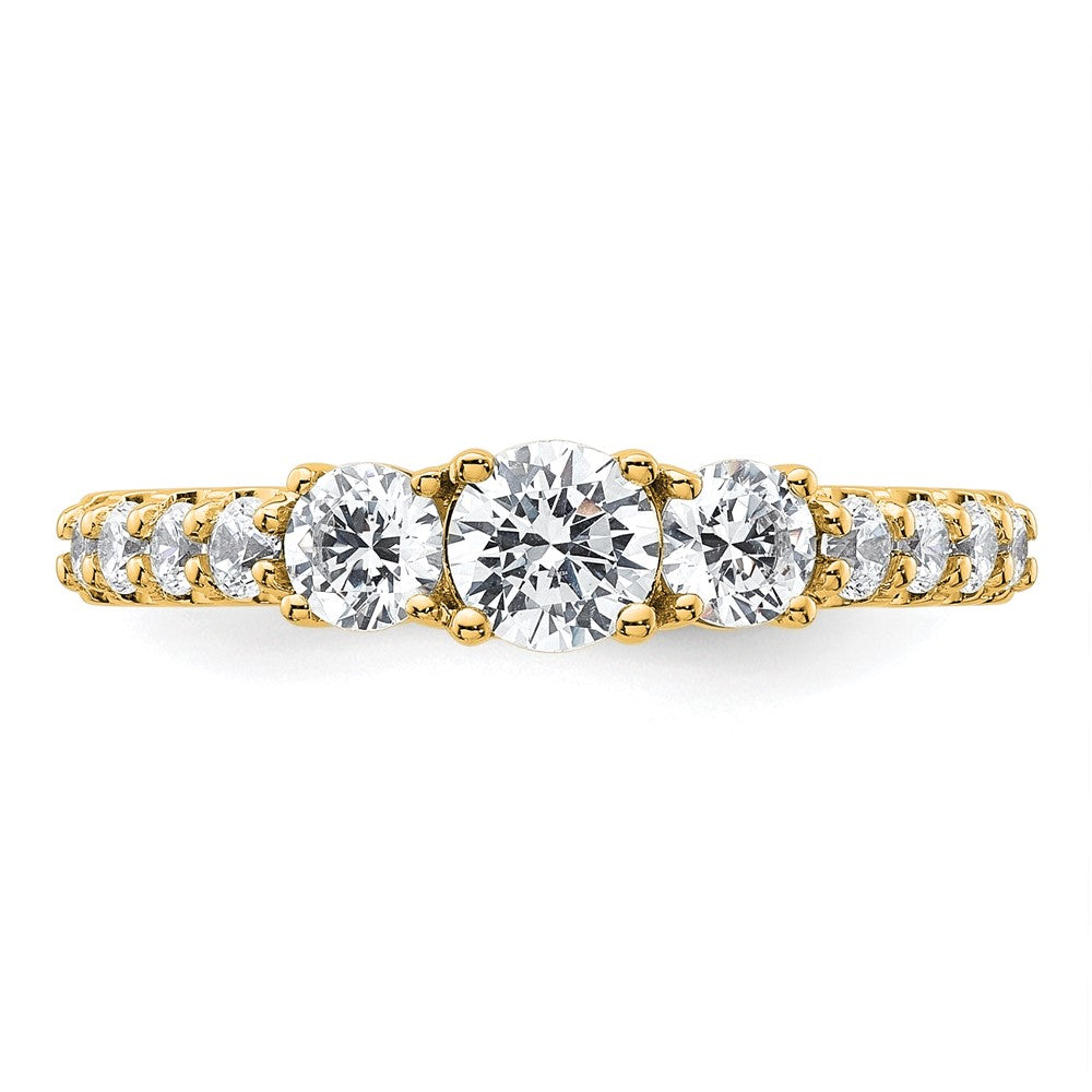14K Yellow Gold True Origin 1 Carat Lab Grown Diamond Vs D E F Complete Three Stone Ring