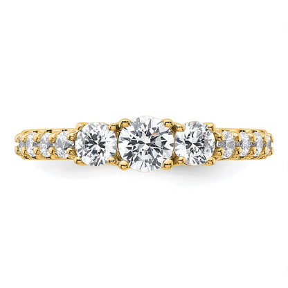 14K Yellow Gold True Origin 1 Carat Lab Grown Diamond Vs D E F Complete Three Stone Ring