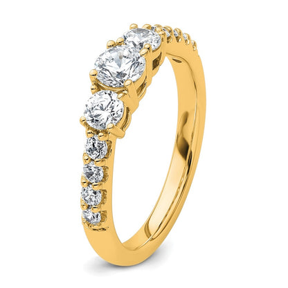 14K Yellow Gold True Origin 1 Carat Lab Grown Diamond Vs D E F Complete Three Stone Ring