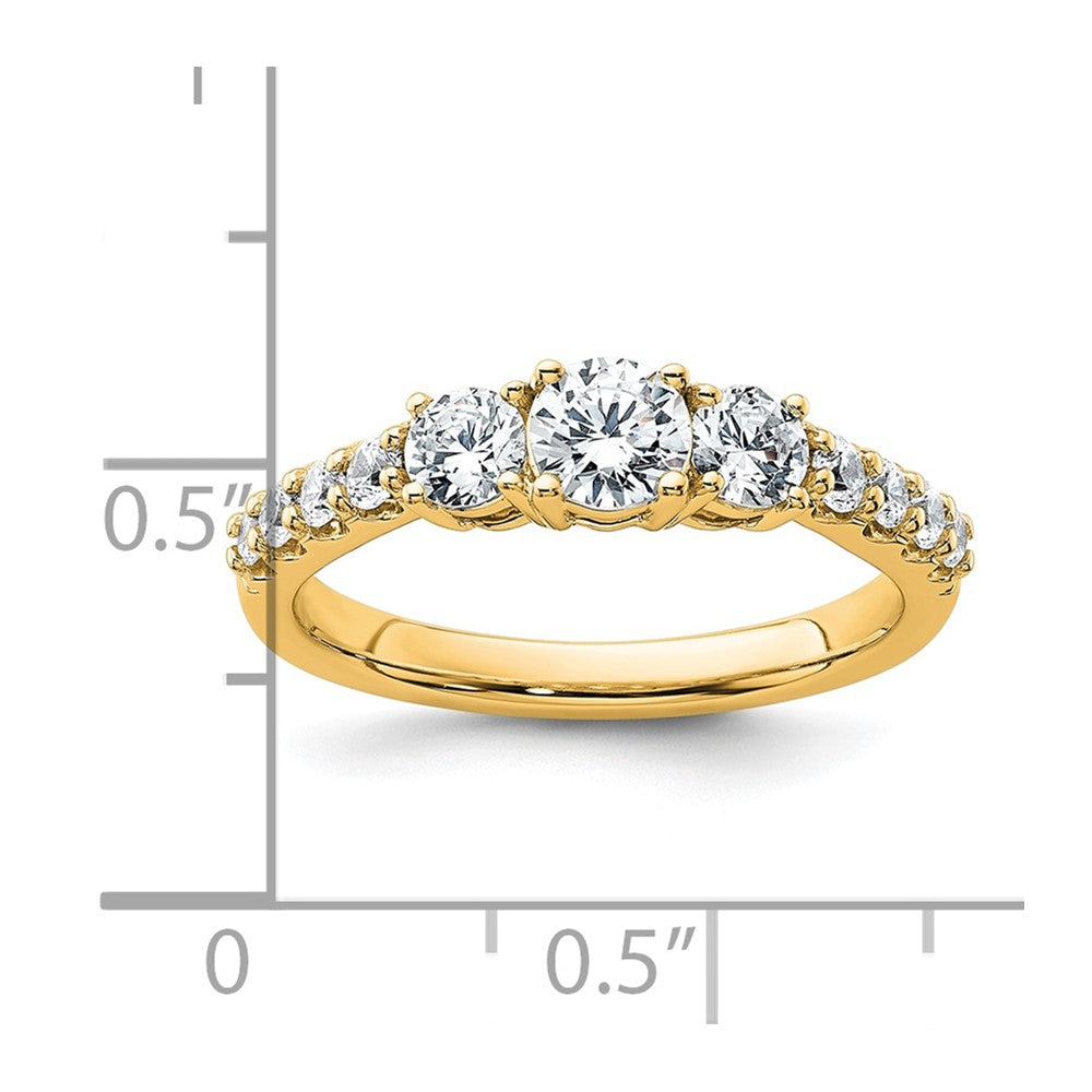 14K Yellow Gold True Origin 1 Carat Lab Grown Diamond Vs D E F Complete Three Stone Ring