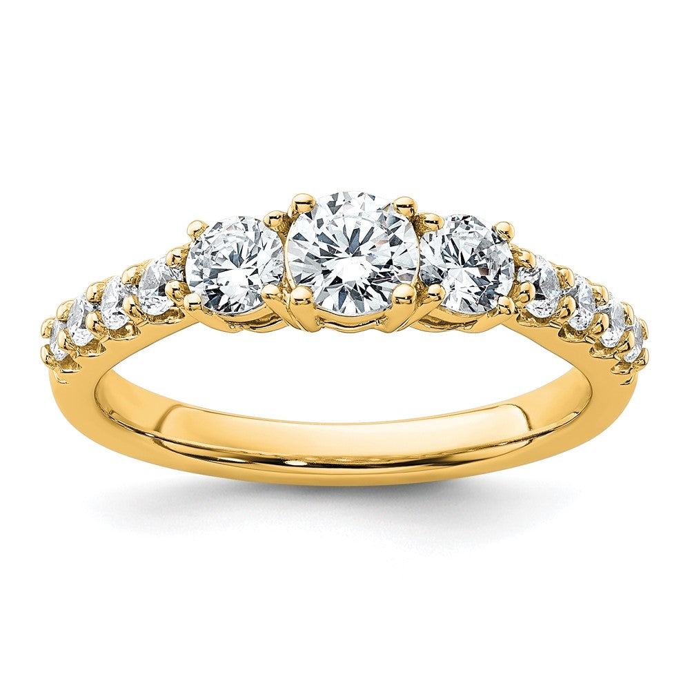 14K Yellow Gold True Origin 1 Carat Lab Grown Diamond Vs D E F Complete Three Stone Ring