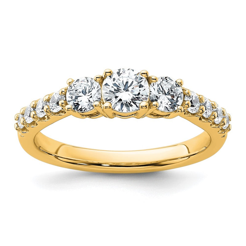 14K Yellow Gold True Origin 1 Carat Lab Grown Diamond Vs D E F Complete Three Stone Ring