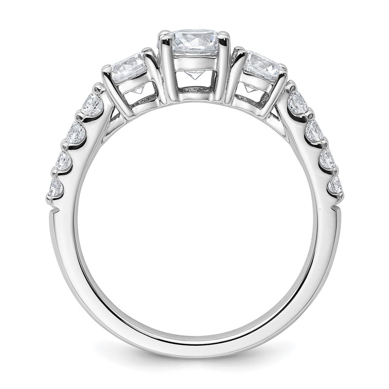 True Origin 14K White Gold 1 1/2 carat Lab Grown Diamond VS+ F+ Complete Round Three Stone Ring