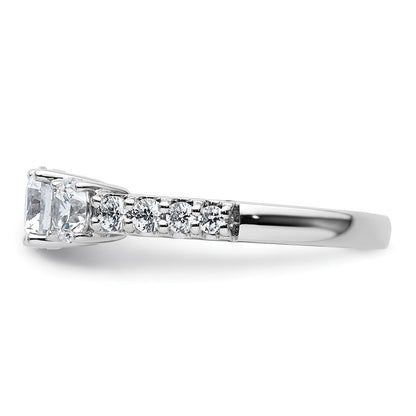 True Origin 14K White Gold 1 1/2 carat Lab Grown Diamond VS+ F+ Complete Round Three Stone Ring