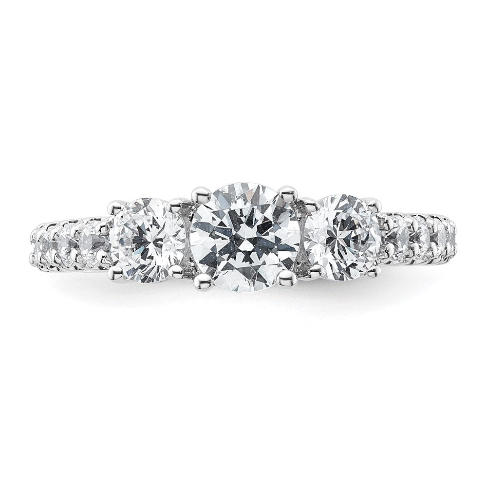 True Origin 14K White Gold 1 1/2 carat Lab Grown Diamond VS+ F+ Complete Round Three Stone Ring