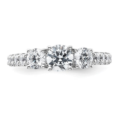 True Origin 14K White Gold 1 1/2 carat Lab Grown Diamond VS+ F+ Complete Round Three Stone Ring